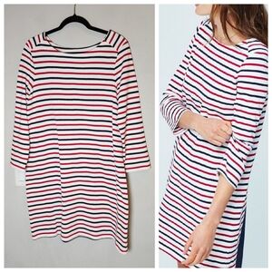 Court & Rowe Pull Over Knit Red White Blue Stripe Dress Size Large